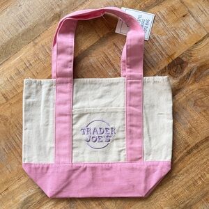 Trader Joe's Pink and Cream Canvas Tote Bag